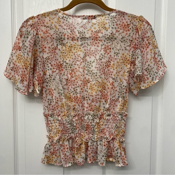 Blashe Flutter Sleeve Wrap Style Dressy Smocked Blouse Small - Picture 3 of 13